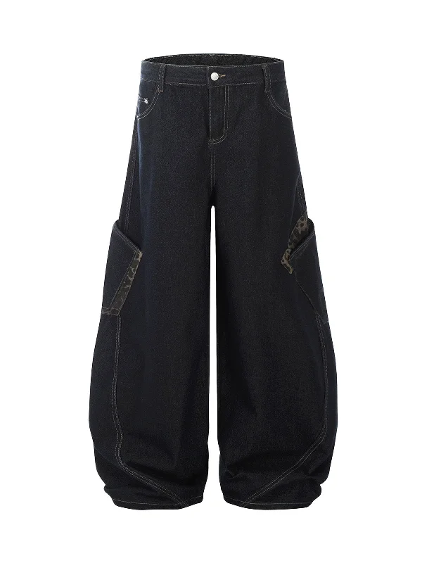 Overstock Deconstructed Cheetah Print Split Machete Baggy Jeans