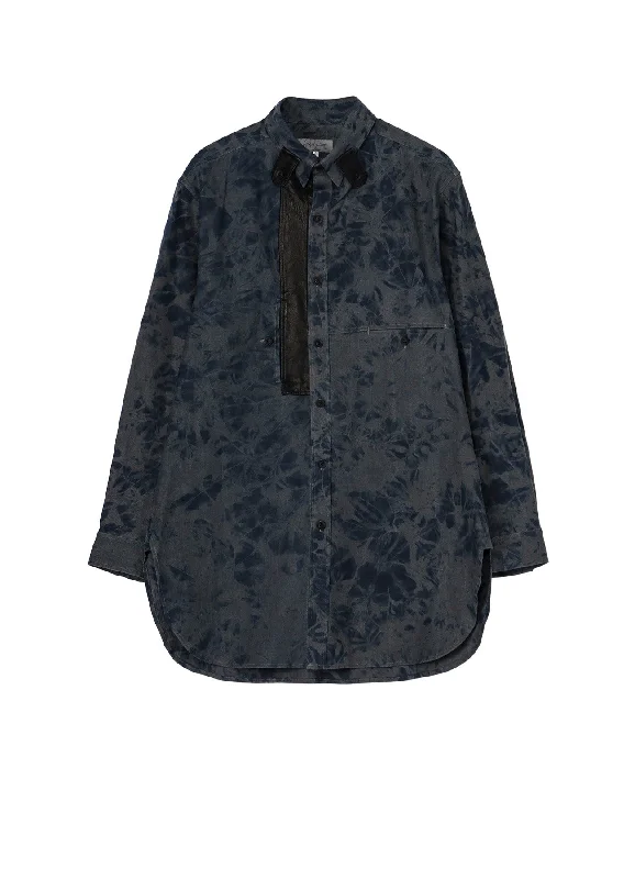 Shop and Save COTTON LINEN CANVAS INK COTTON+LEATHER PANEL BLOUSE