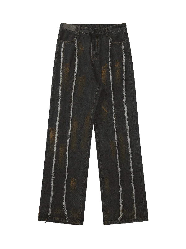 Deal Alert Thesupermade American Street Style Spray Painted Fur Jeans - 2052