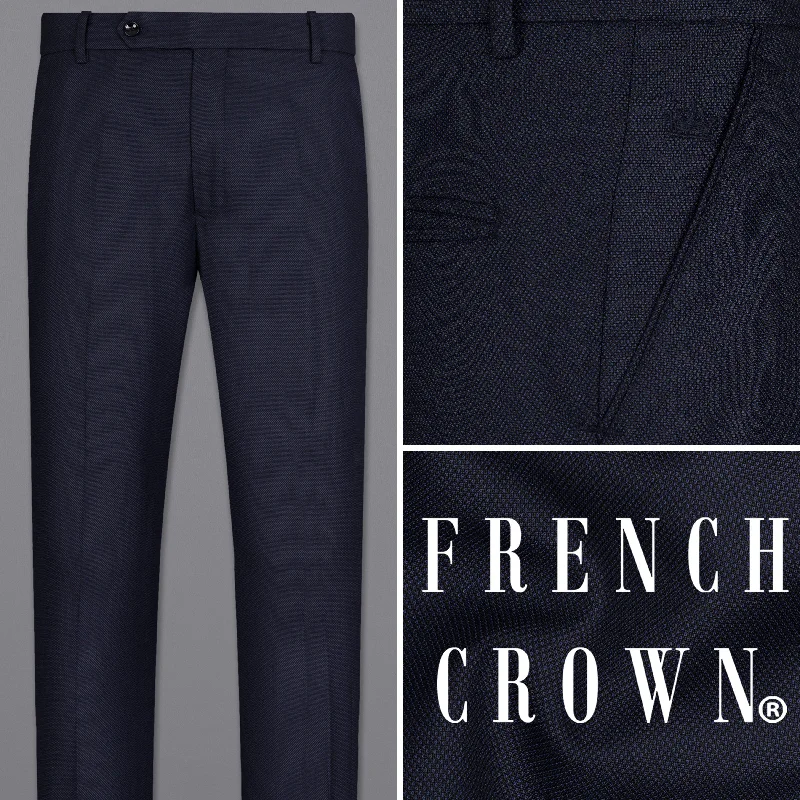 Online Only Tagora Blue and Bunker Black Wool Rich Pant