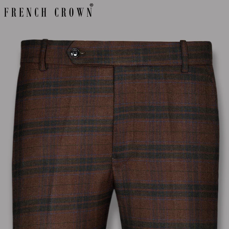 Price Break Rosewood with Olive Striped Wool Pant