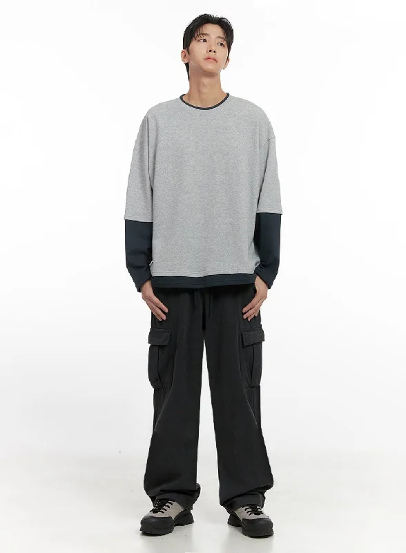 Blowout Sale Men's Cargo Cotton Pants (Dark gray) ID413