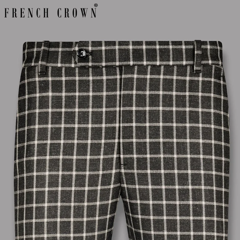 Weekend Savings Spree Charcoal Windowpane Wool Rich Pant