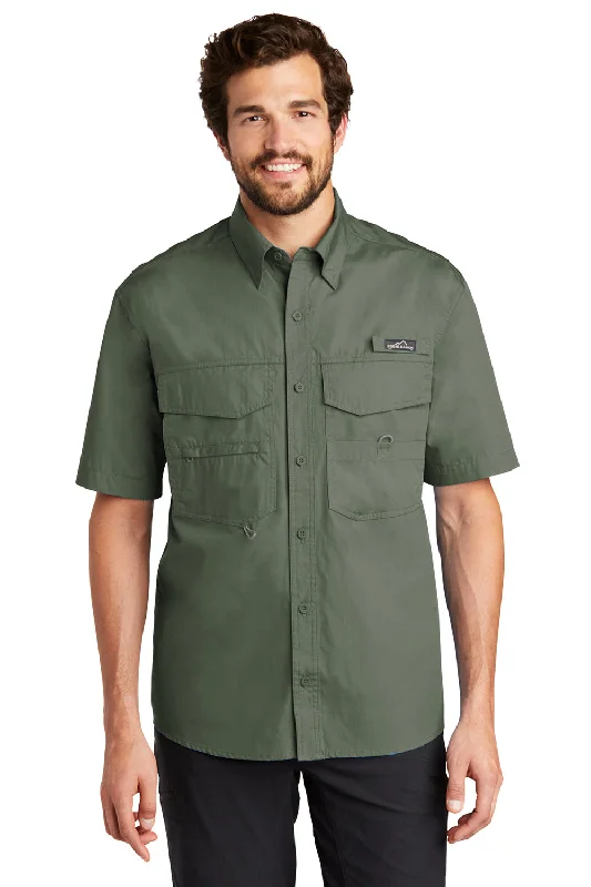 Online Exclusive Eddie Bauer Mens Fishing Short Sleeve Button Down Shirt w/ Double Pockets - Seagrass Green Online Exclusive Eddie Bauer Mens Fishing Short Sleeve Button Down Shirt w/ Double Pockets - Seagrass Green
