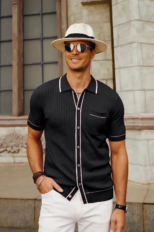 Closeout Men's Short Sleeve Knit Polo Cardigans Shirts Vintage Golf Polo Shirt