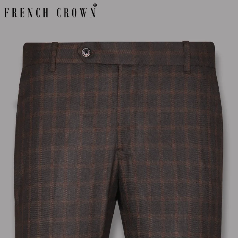 Overstock Sale Thunder Brown Tonal Windowpane Pant