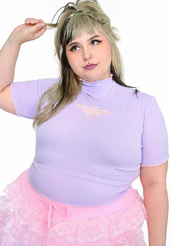 Weekend Discounts to Enjoy Bat Cut Out [Lavender] | CROP TOP*