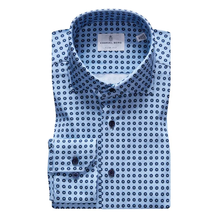 Weekend Specials to Enjoy Modern 4Flex Stretch Knit Shirt SF18241 Medium Blue