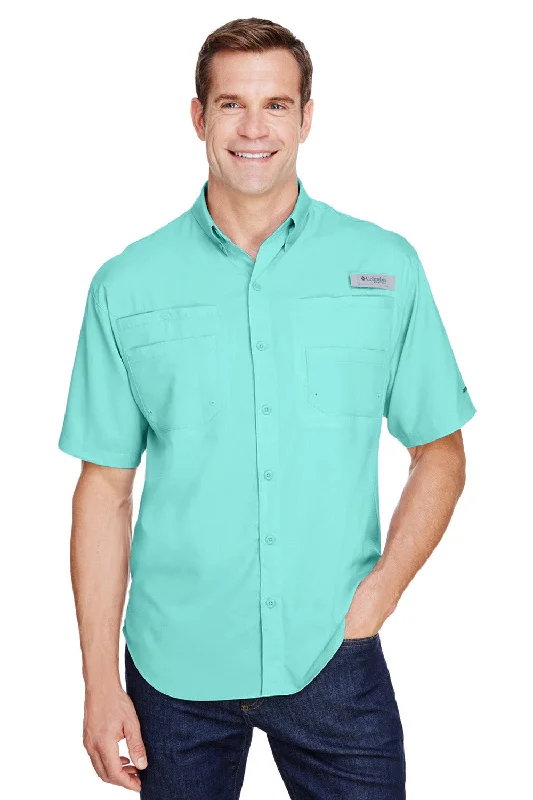 Instant Deal Columbia Mens Tamiami II Moisture Wicking Short Sleeve Button Down Shirt w/ Double Pockets - Gulf Stream Green - Closeout Instant Deal Columbia Mens Tamiami II Moisture Wicking Short Sleeve Button Down Shirt w/ Double Pockets - Gulf Stream Green - Closeout