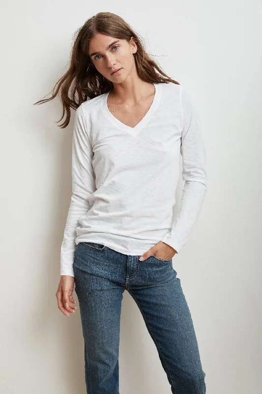 Weekend Savings Bonanza BRIDGET CITY SLUB V-NECK LONG SLEEVE TEE