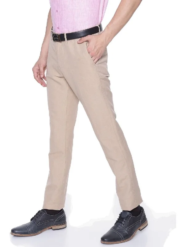 Super Savings Men Linen Cotton Pant Gray Orange