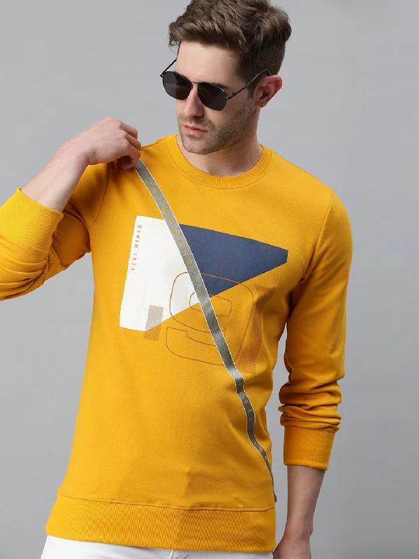 Mega Sale Men Printed Yellow Sweatshirt