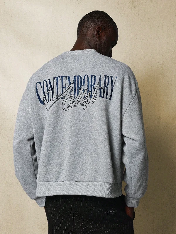 Massive Deals Crop Fit Crew Neck Sweatshirt With Embroidery