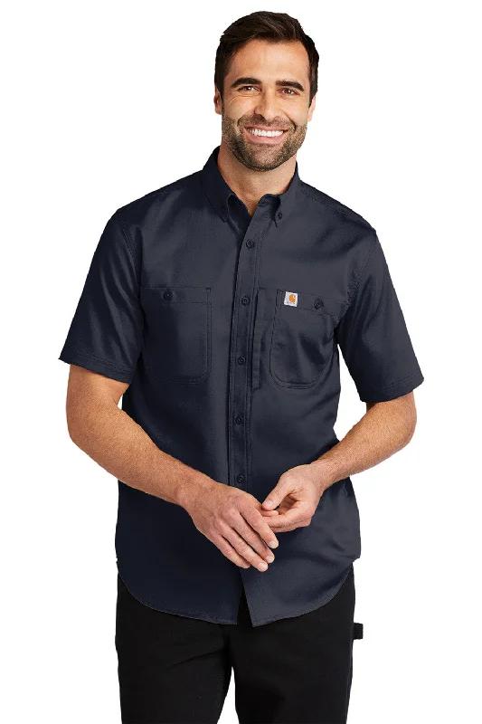 Mega Discount Carhartt Mens Rugged Professional Series Wrinkle Resistant Short Sleeve Button Down Shirt w/ Pocket - Navy Blue Mega Discount Carhartt Mens Rugged Professional Series Wrinkle Resistant Short Sleeve Button Down Shirt w/ Pocket - Navy Blue