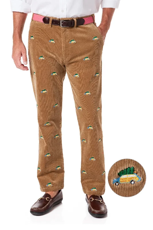 New Deals Beachcomber Cord Pant Khaki With Woody & Xmas Tree
