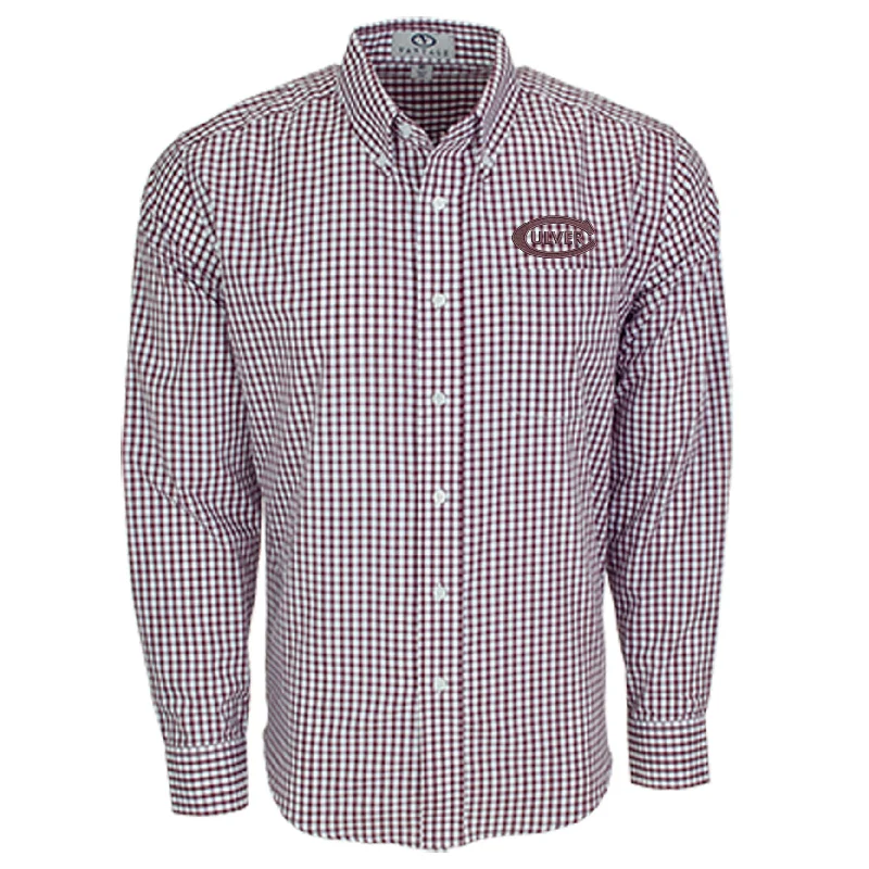 Buy More, Save More Gingham Button Down Shirt - Dark Maroon & White