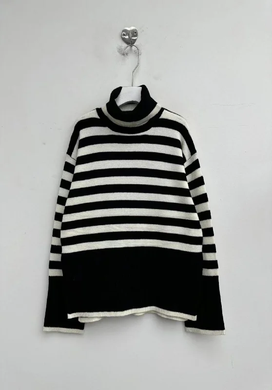 Weekend Steals Await BRONWYN STRIPED TURTLENECK SWEATER