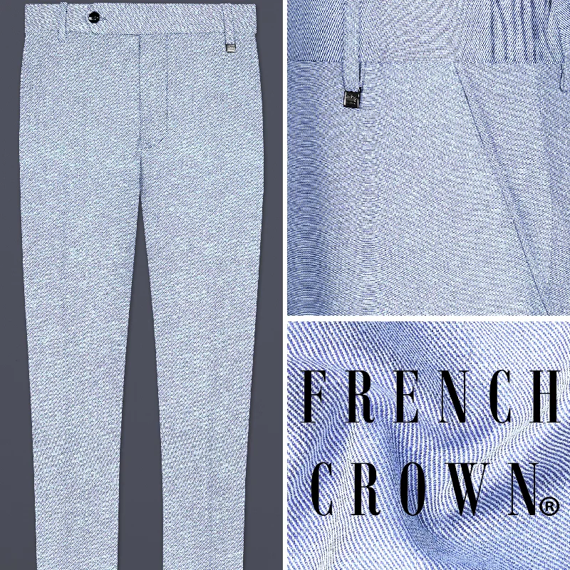 Great Bargains Carolina Blue Textured Cotton Stretchable Waistband Pant