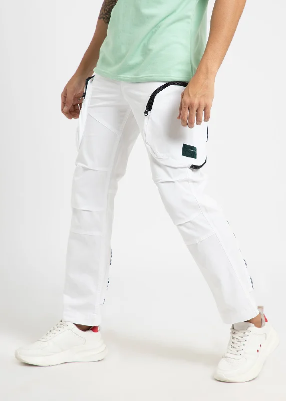 Epic Deals White Zipper Cargo Pant