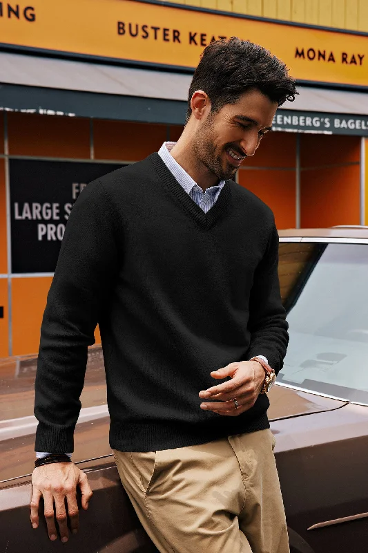 Savings Galore Men Stylish Sweater Long Sleeve V-Neck Ribbed Cuff Pullover Jumper