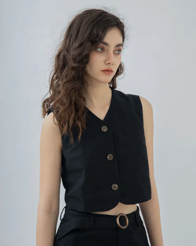 Weekend Deals That Dazzle V-Neck Cotton Vest (Black)