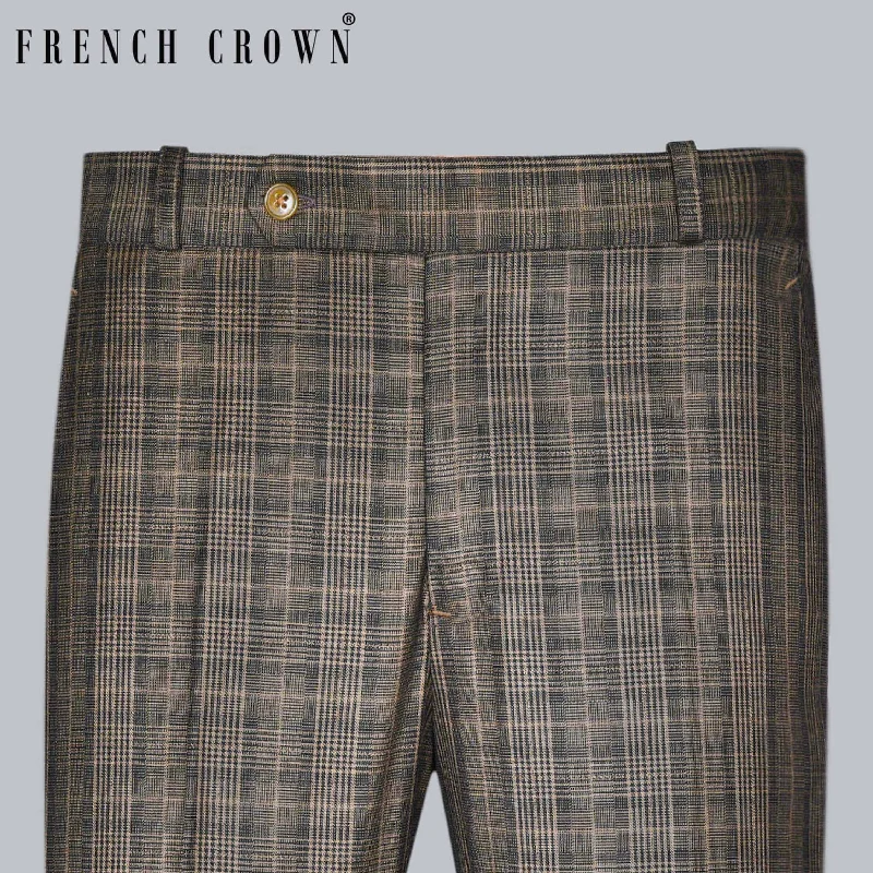 Take Advantage Walnut Plaid Formal Pant
