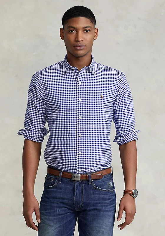 Reduced Prices Ralph Lauren Slim Fit Gingham Oxford Shirt, Royal Blue