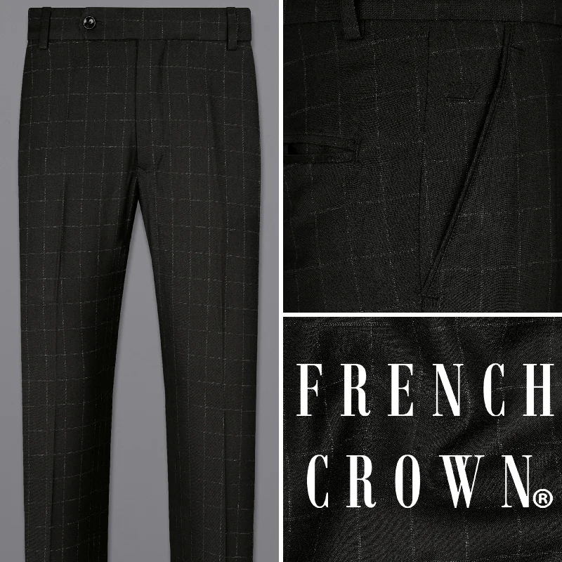 Value Deals Log Cabin Black Super fine  Windowpane Wool Rich Pant
