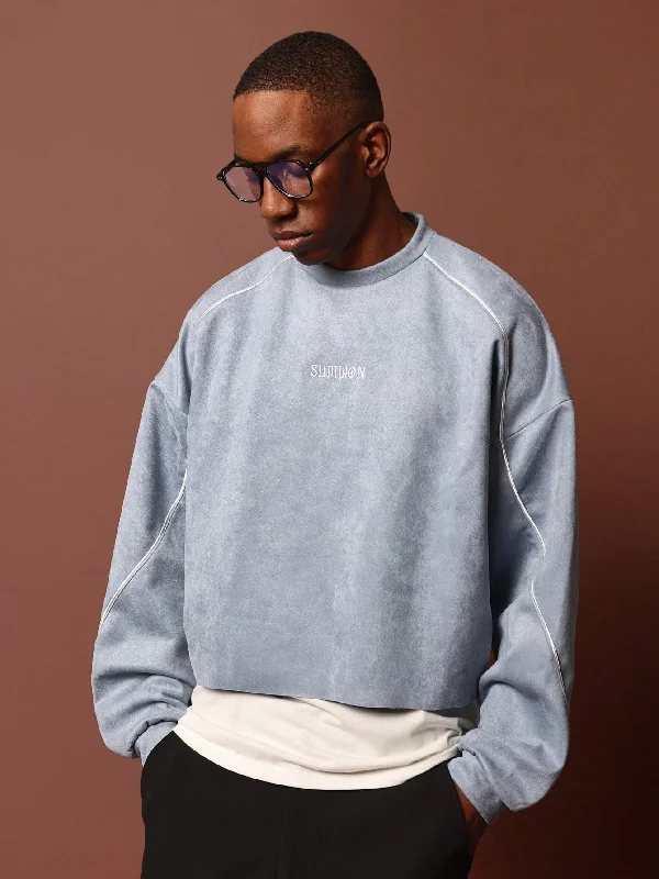 Shop Now Crop Fit Suedette Sweatshirt With Piping Detail