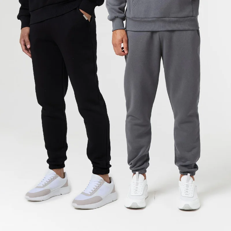 Weekend Discounts to Delight 2-Pack Relaxed Fit Cuffed Joggers | Black / Graphite
