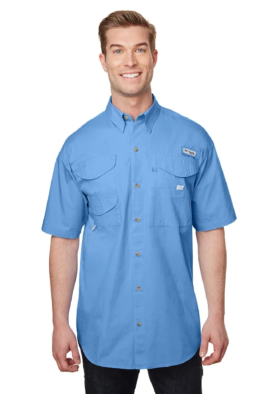 Limited Supply Columbia Mens Bonehead Short Sleeve Button Down Shirt w/ Double Pockets - White Cap Blue - Closeout Limited Supply Columbia Mens Bonehead Short Sleeve Button Down Shirt w/ Double Pockets - White Cap Blue - Closeout
