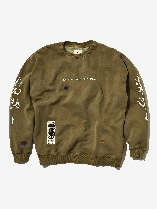Instant Deal Goodhood Worldwide Enjoyment Crew Sweat - Olive