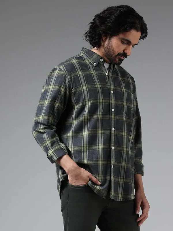 Unbeatable Prices WES Casuals Green Checked Cotton Relaxed-Fit Shirt