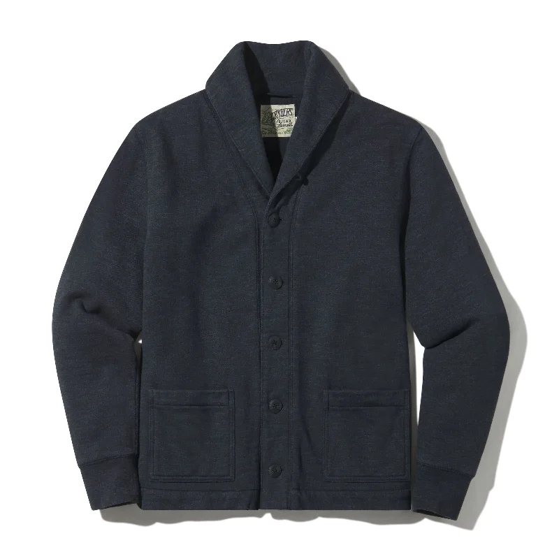 Celebrate the Weekend with Discounts Dunlop Waffle Lined Shawl Cardigan - Blue Graphite