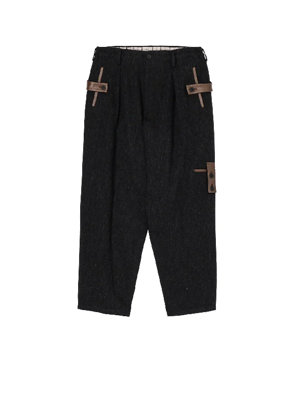 Weekend Wonders Await! ARMY GABARDINE SERGE 1TUCK LEATHER TAB PANTS