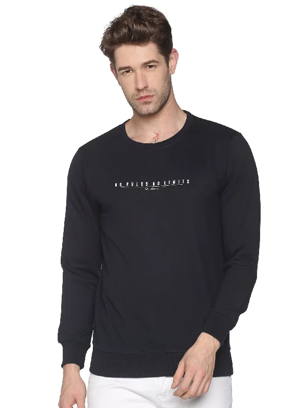 Super Deal Men Solid Navy Blue Sweatshirt