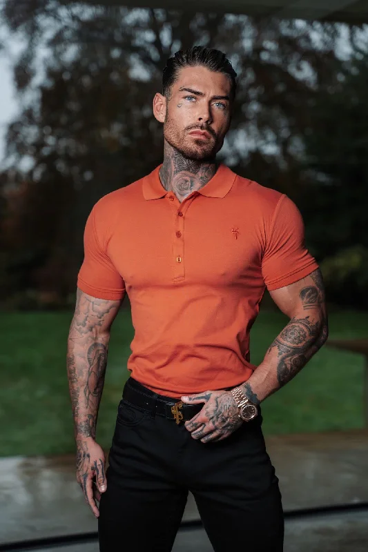 Weekend Offers That Amaze Father Sons Classic Rust Polo Shirt with Tonal Button and Embroidery - FSH912 Weekend Offers That Amaze Father Sons Classic Rust Polo Shirt with Tonal Button and Embroidery - FSH912