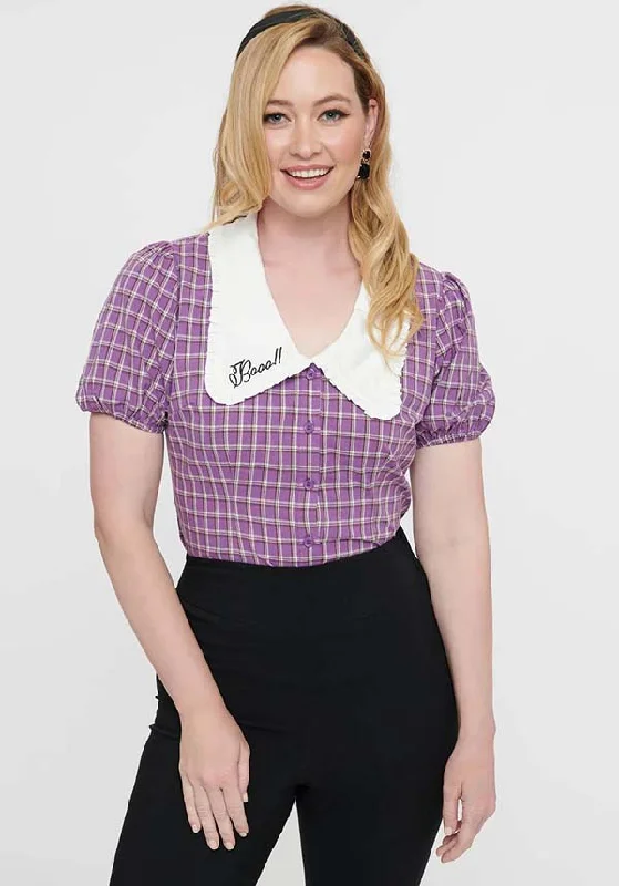 Unmissable Offer Purple Plaid Oversized | COLLAR TOP*