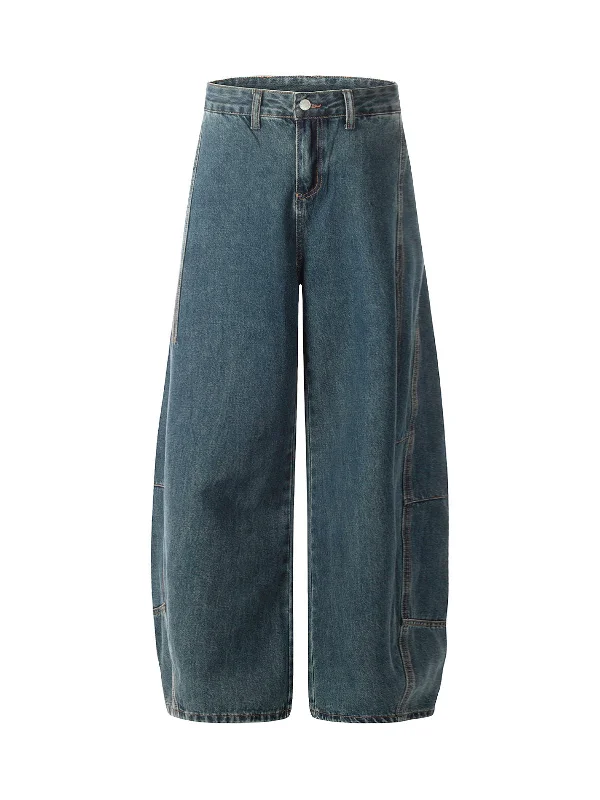 Now or Never Washed Deconstructed Split Scimitar Baggy Jeans