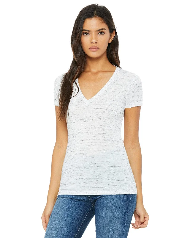 Weekend Savings Bonanza Bella+Canvas Ladies Deep V-Neck T-Shirt | White Marble