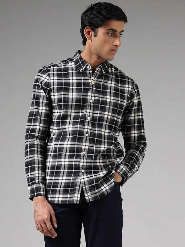 Lowest Prices WES Casuals Black Lindsay Checked Slim-Fit Shirt