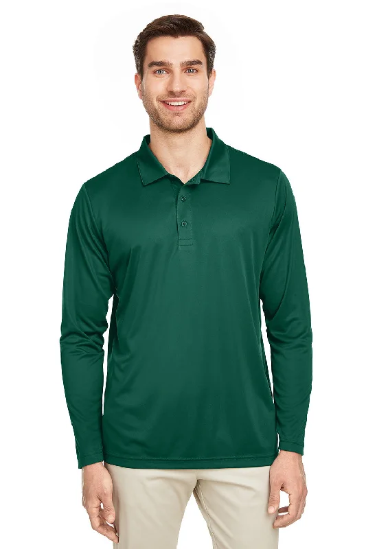 Your Weekend, Your Savings Team 365 Mens Zone Sonic Moisture Wicking Long Sleeve Polo Shirt - Forest Green