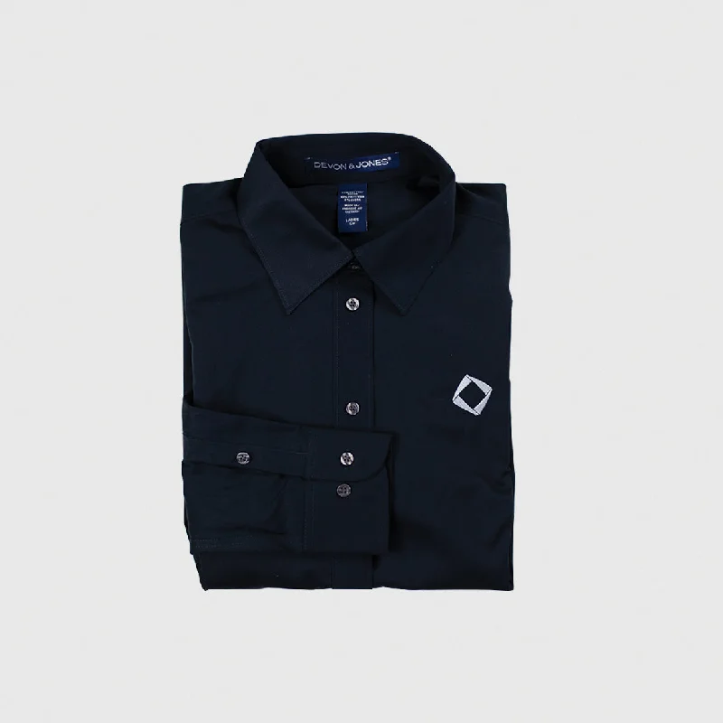 Markdowns Ladies' Solid Stretch Twill Shirt in Black