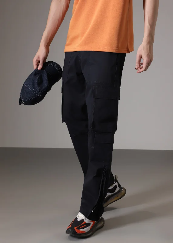 Instant Discount Sapphire Blue Zipper Cargo Pant