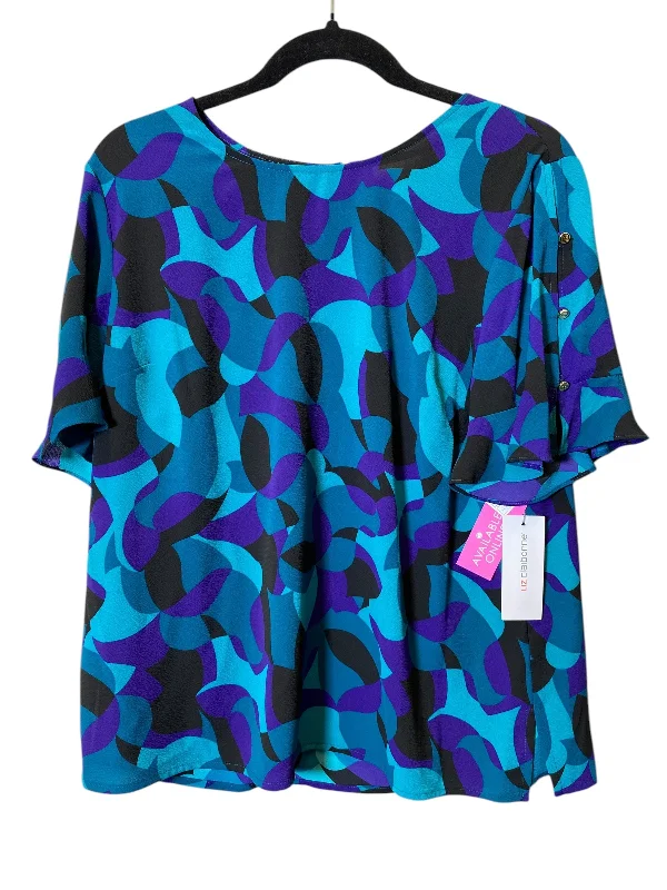 Weekend Deals to Brighten Your Day Top Short Sleeve By Liz Claiborne In Blue & Purple, Size: L