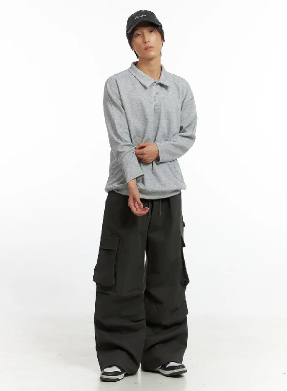 New Markdowns Men's Super Wide Cargo Pants (Dark Gray) IO417
