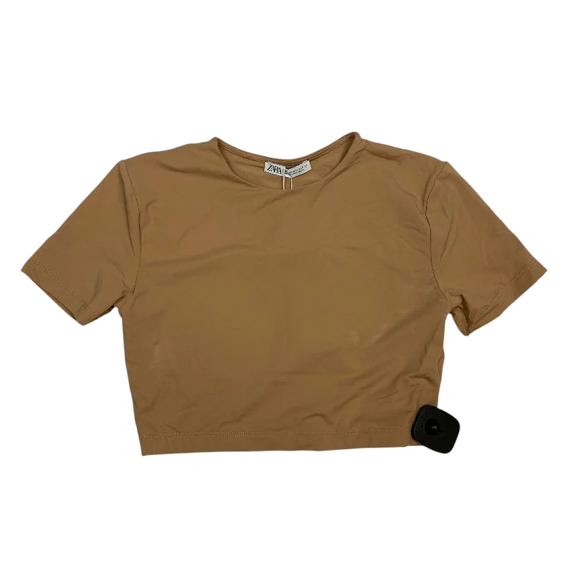 Big Deal Top Short Sleeve By Zara In Tan, Size: M
