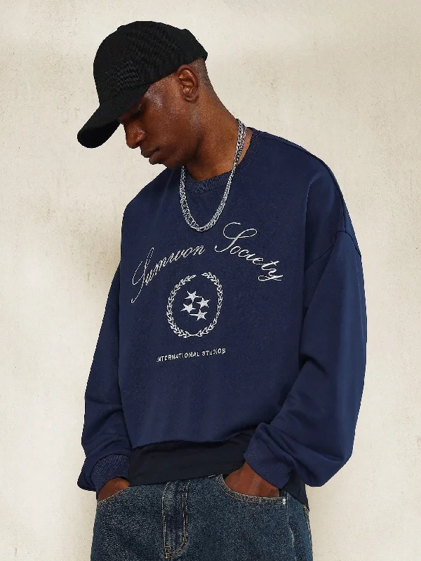 YEAR-End Sale Crop Fit Lightweight Sweatshirt With Embroidery Design