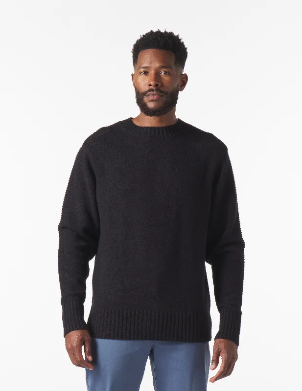 Celebrate the Weekend with Discounts Knit Up Crew Neck Sweater: Black