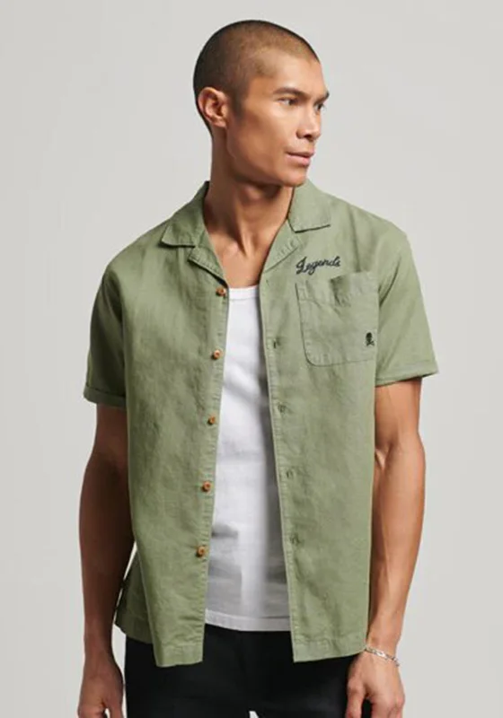 Exclusive Deal Superdry Vintage Resort Short Sleeve Shirt, Olive Khaki